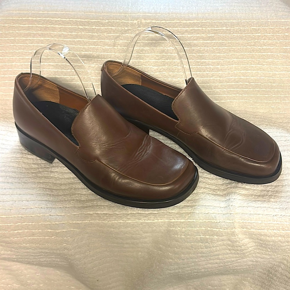 Franco Sarto Brown Leather Slip-On Loafers